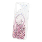 iPhone 17 Cover Glitter Stjerner MagSafe Lyserød