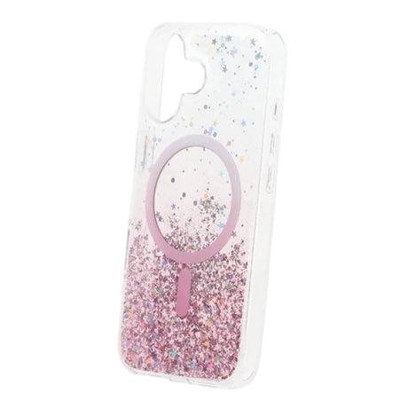 iPhone 17 Cover Glitter Stjerner MagSafe Lyserød