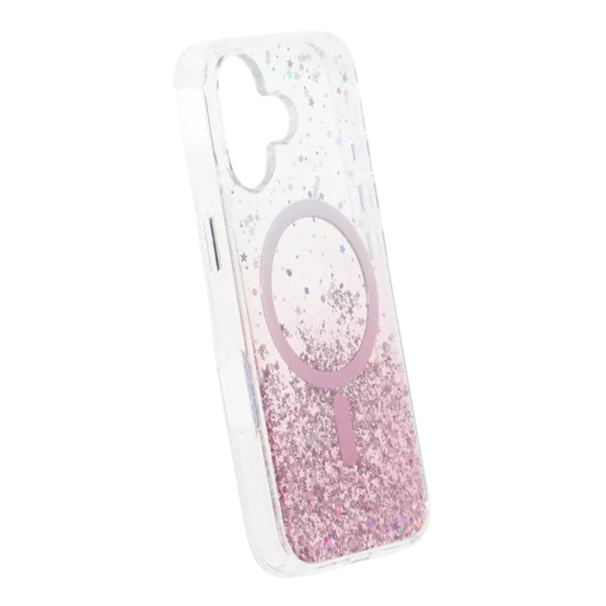 iPhone 17 Cover Glitter Stjerner MagSafe Lyserød