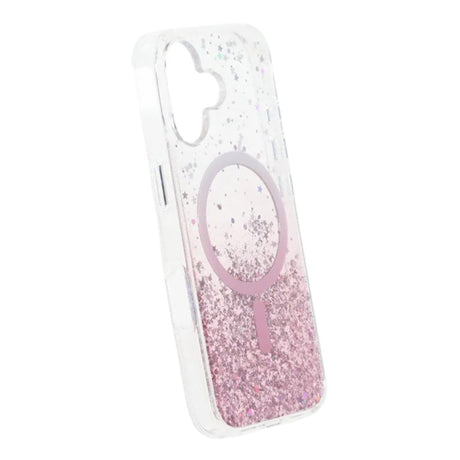 iPhone 17 Cover Glitter Stjerner MagSafe Lyserød