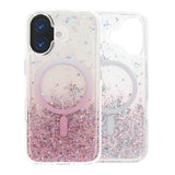 iPhone 17 Cover Glitter Stjerner MagSafe Lyserød