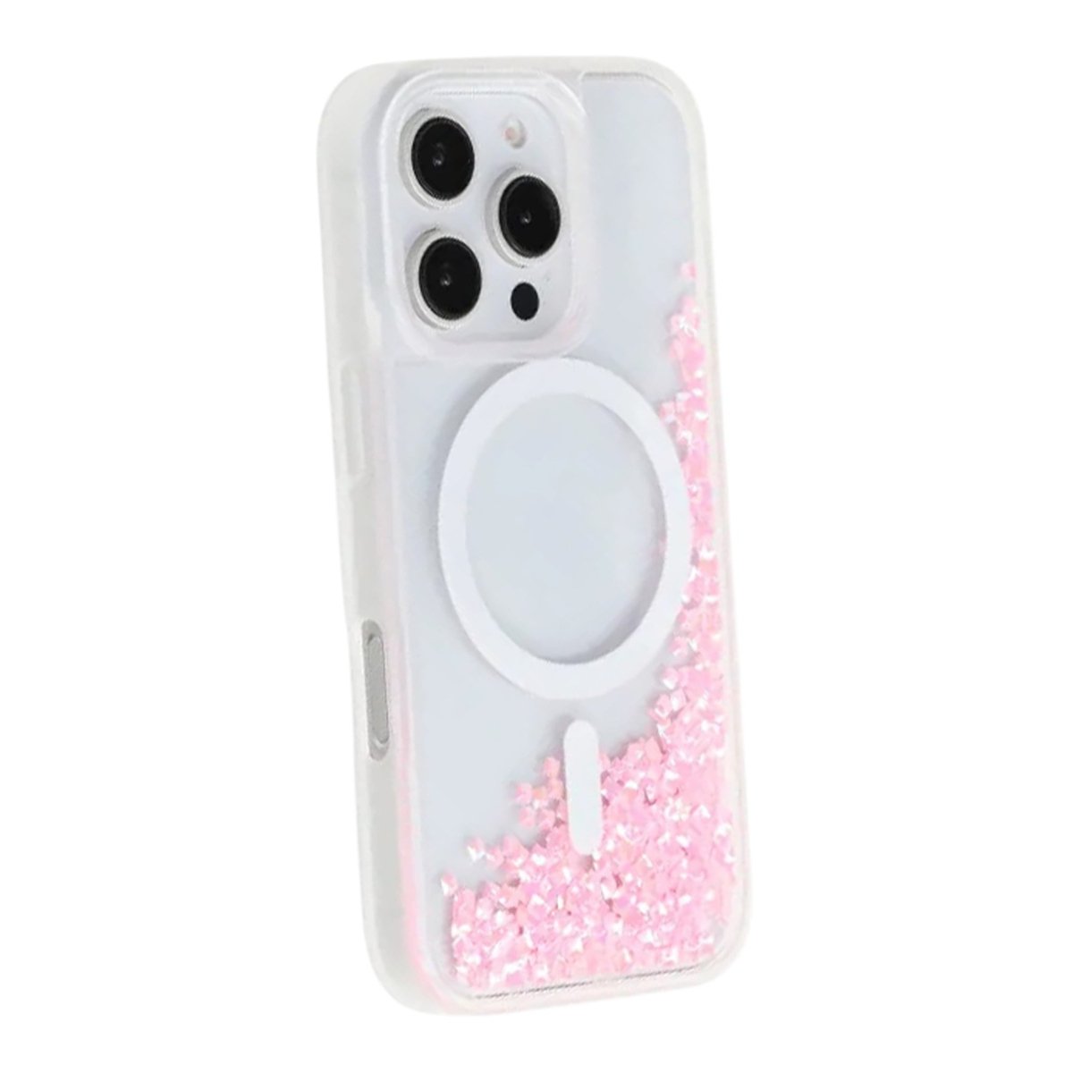 iPhone 16 Pro Max Cover Diamond Quicksand MagSafe Lyserød