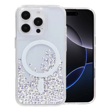 iPhone 16 Pro Max Cover Diamond Quicksand MagSafe Hvid