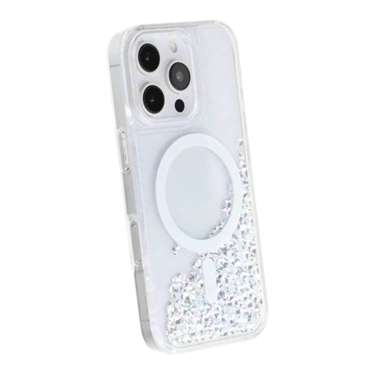 iPhone 16 Pro Max Cover Diamond Quicksand MagSafe Hvid