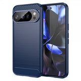 Google Pixel 10/Pixel 10 Pro Cover Børstet Kulfibertekstur Blå