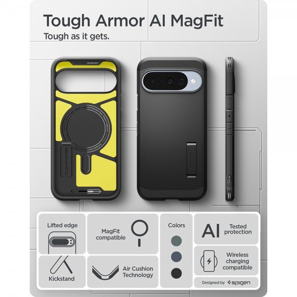 Spigen Google Pixel 10/Pixel 10 Pro Cover Tough Armor MagFit Sort