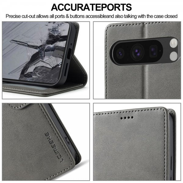 Lc.Imeeke Google Pixel 10 Pro XL Cover med Kortlomme Standerfunktion Grå