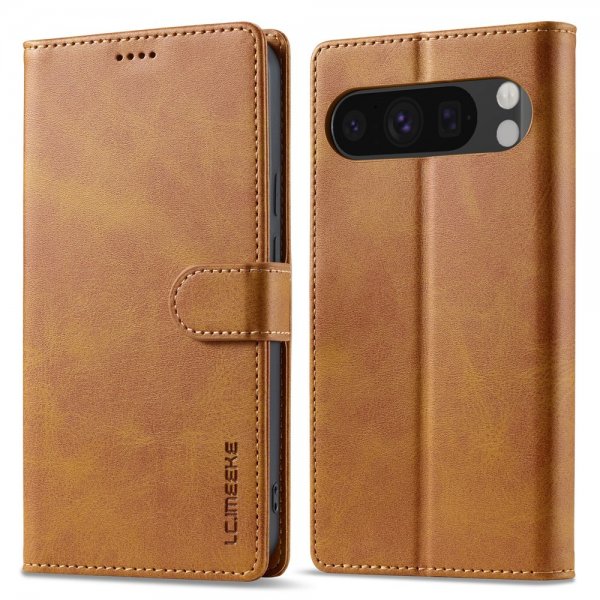 Lc.Imeeke Google Pixel 10 Pro XL Cover med Kortlomme og Standfunktion Lysebrun
