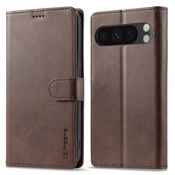 Lc.Imeeke Google Pixel 10 Pro XL Cover med Kortlomme Standerfunktion Mørkebrun
