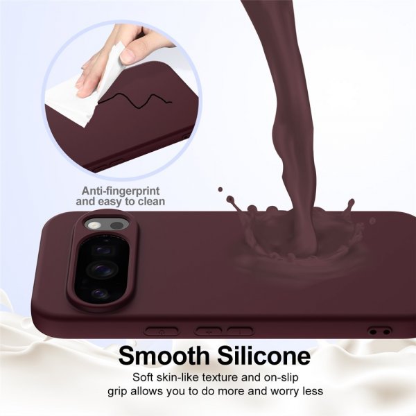 Google Pixel 10 Pro XL Cover med Strap Silikone MagSafe Vinrød