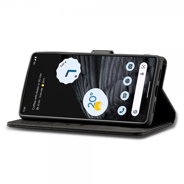 Lc.Imeeke Google Pixel 7 Pro Etui med Kortlomme Stativfunktion Sort
