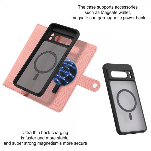 VILI Google Pixel 8 Pro Etui med aftageligt Cover GHB Series MagSafe Rosa