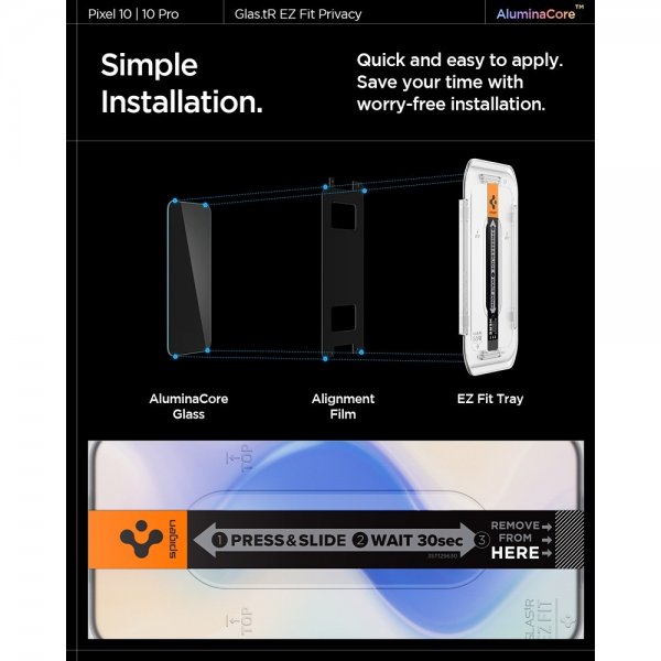 Spigen Google Pixel 9/9 Pro/Pixel 10/10 Pro Skærmbeskyttelse GLAS.tR EZ Fit Privacy 2-pak