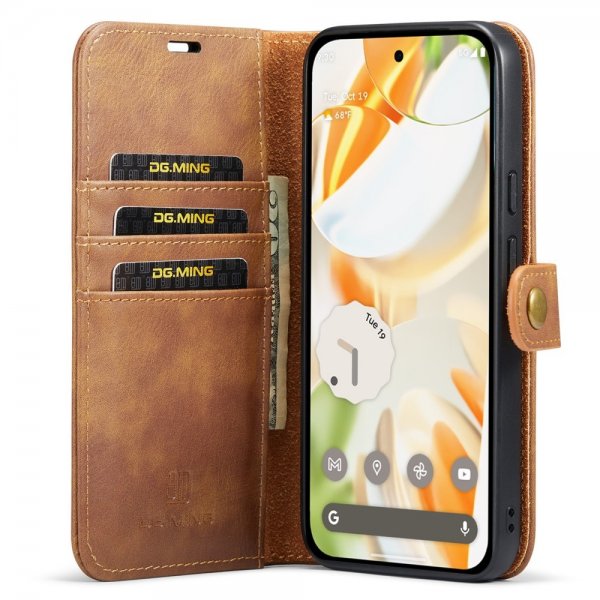 Dg.Ming Google Pixel 9/Pixel 9 Pro Etui med Aftageligt Cover Brun