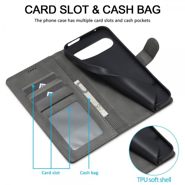 Lc.Imeeke Google Pixel 9/Pixel 9 Pro/Pixel 10/Pixel 10 Pro Cover med Kortlomme Grå