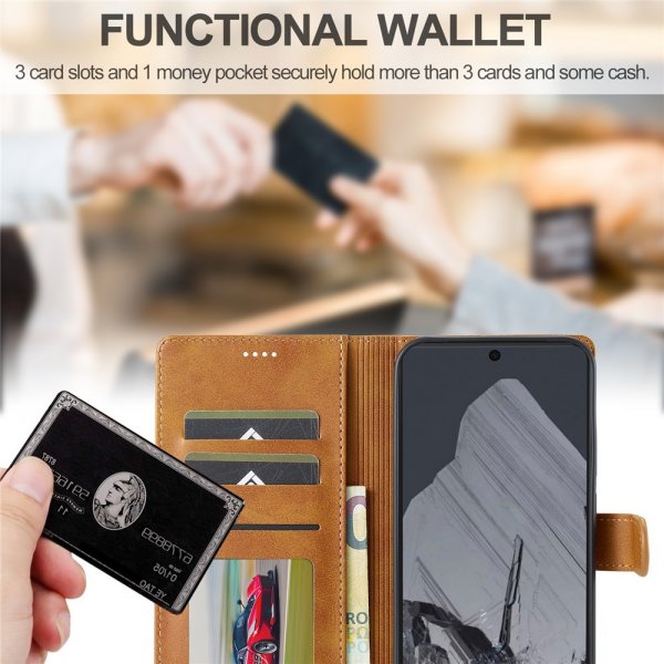 Lc.Imeeke Google Pixel 9/Pixel 9 Pro/Pixel 10/Pixel 10 Pro Cover med Kortlomme Lysebrun