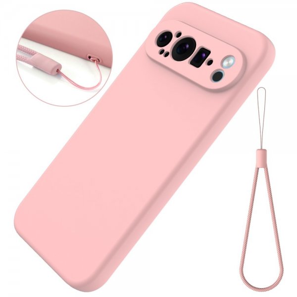 Google Pixel 9 Pro Cover med Rem Silikone Rosa