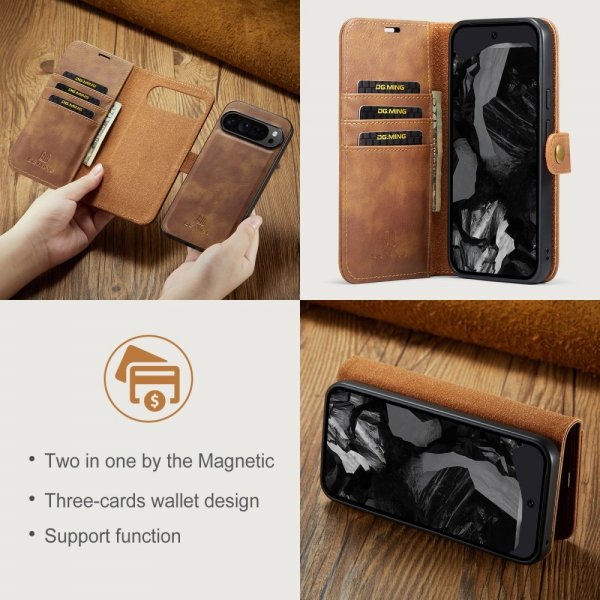 Dg.Ming Google Pixel 9 Pro XL Etui med aftagelig skal Brun