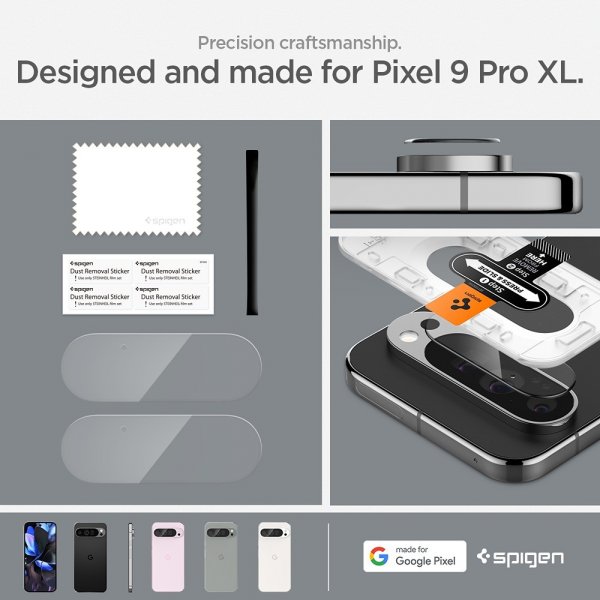 Spigen Google Pixel 9 Pro XL Kamerabeskyttelsesglas.tR EZ Fit Optik 2-pak