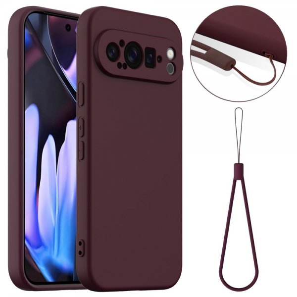 Google Pixel 9 Pro XL Cover med strop Silikone MagSafe Vinrød
