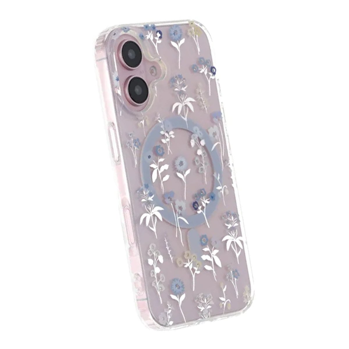 iPhone 16 Cover med blomstret strass MagSafe Lilla