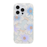 iPhone 16 Pro Cover med blomstret strass MagSafe Blå Lilla