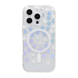 iPhone 16 Pro Cover med blomstret strass MagSafe Blå