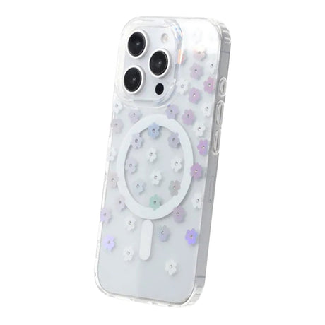 iPhone 16 Pro Max Cover med blomstret strass MagSafe Blå