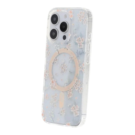iPhone 16 Pro Cover med blomstret strass MagSafe Lyserød
