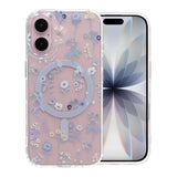 iPhone 17 Cover med blomstret strass MagSafe Blå