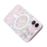 iPhone 17 Cover med blomstret strass MagSafe Lilla