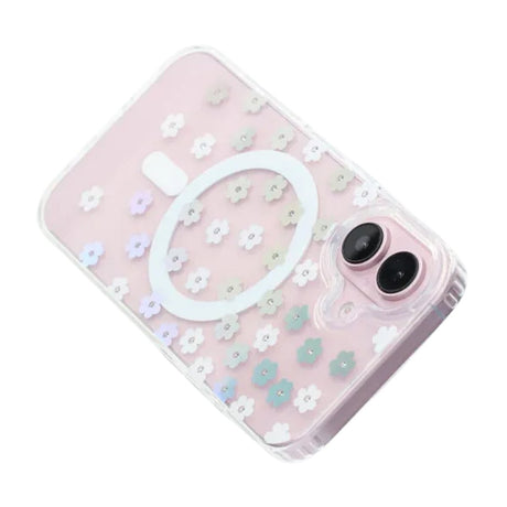 iPhone 17 Cover med blomstret strass MagSafe Lilla