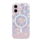 iPhone 17 Cover med blomstret strass MagSafe Lilla