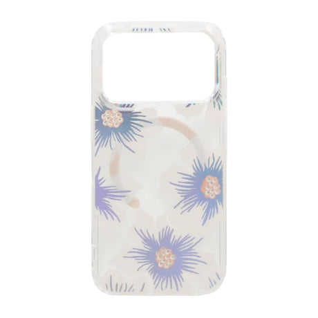 iPhone 17 Pro Cover med blomstret strass MagSafe Blå Lilla