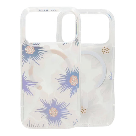 iPhone 17 Pro Cover med blomstret strass MagSafe Blå Lilla