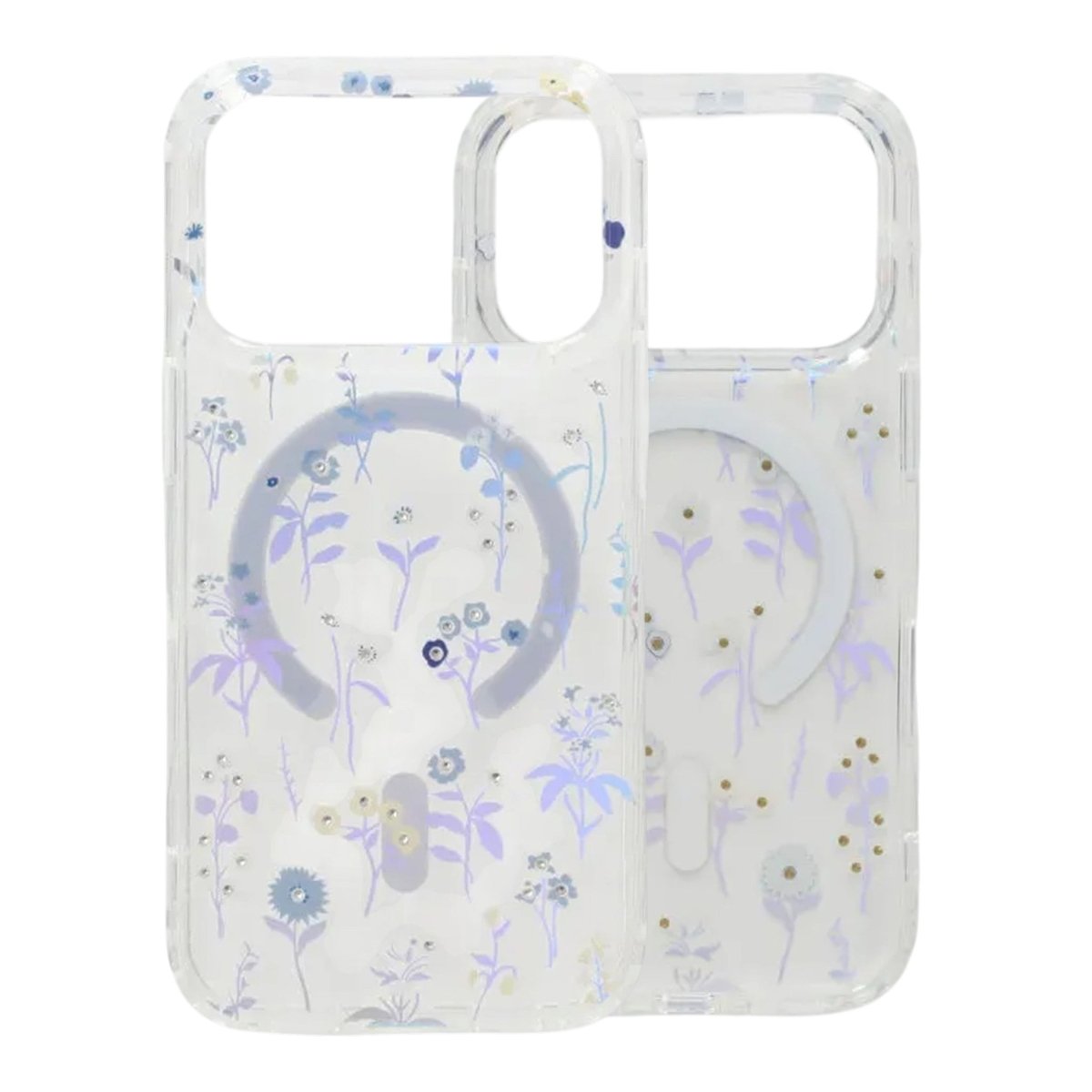 iPhone 17 Pro Cover med blomstret strass MagSafe Blå