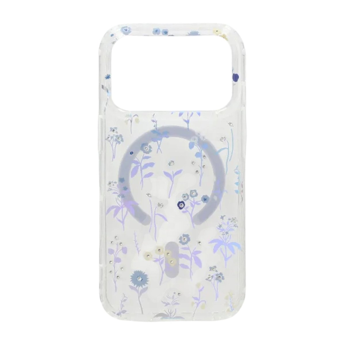 iPhone 17 Pro Max Cover med blomstret strass MagSafe Blå