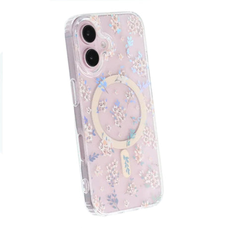 iPhone 17 Cover med blomstret strass MagSafe Lyserød