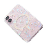 iPhone 17 Cover med blomstret strass MagSafe Lyserød