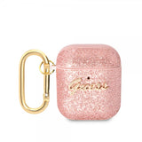 Guess AirPods 1/2 Skal Glitter Flakes Rosa