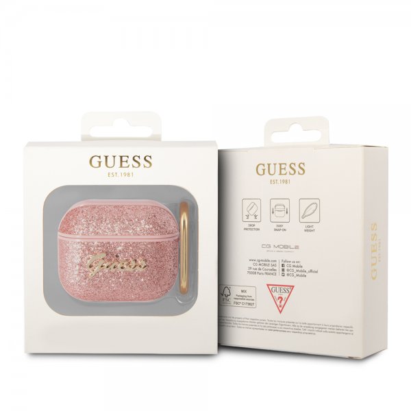 Guess AirPods 3 Etui Glitter Flakes Rosa