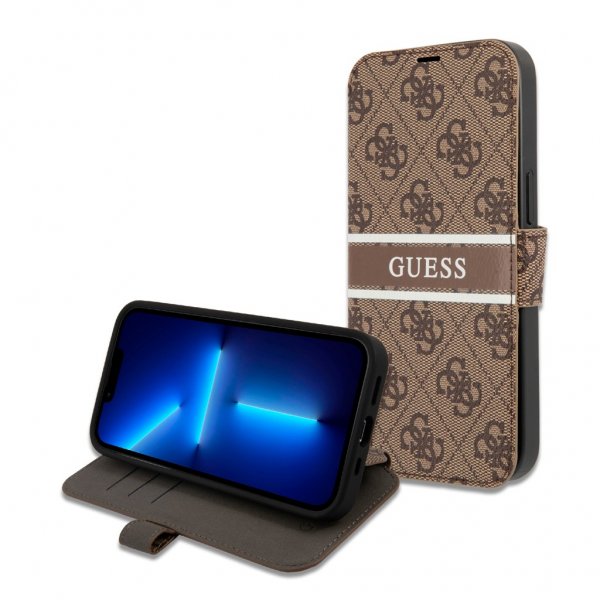 Guess iPhone 13 Cover Printed Stripe Brun