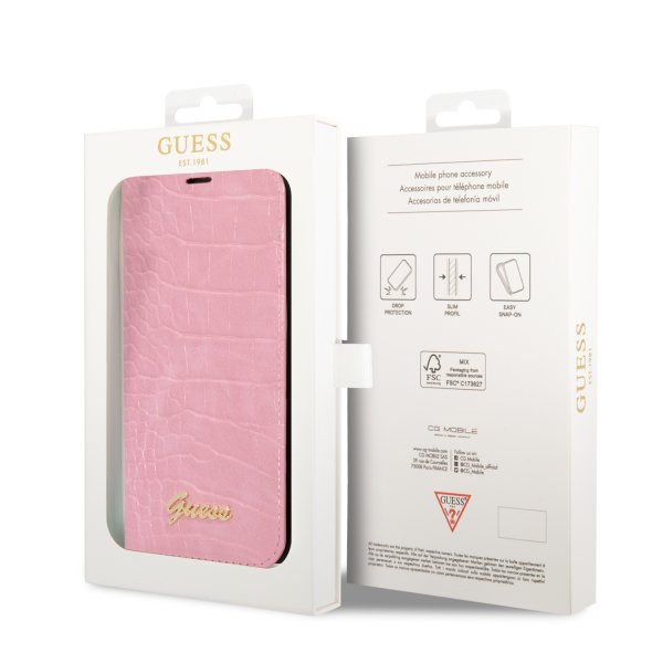 Guess iPhone 14 Plus Cover Croco Rosa