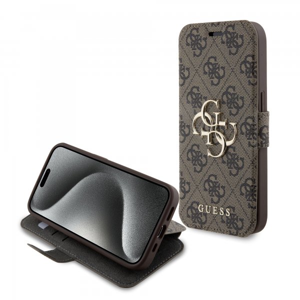Guess iPhone 15 Pro Cover 4G Logo Brun