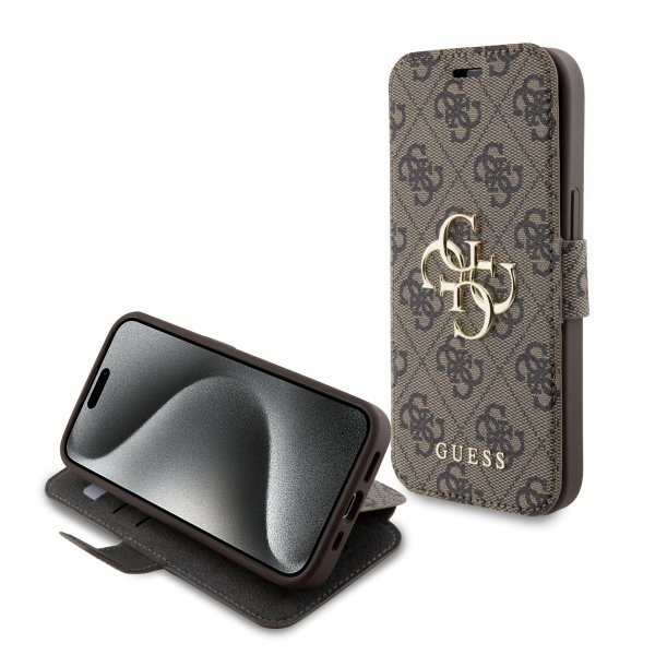 Guess iPhone 15 Cover 4G Logo Brun