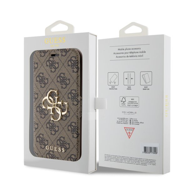 Guess iPhone 15 Cover 4G Logo Brun