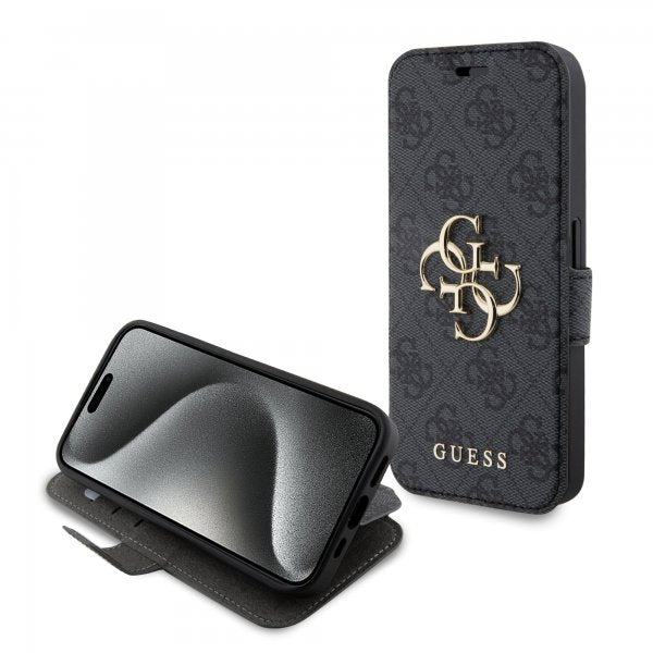Guess iPhone 15 Pro Max Cover 4G Logo Grå