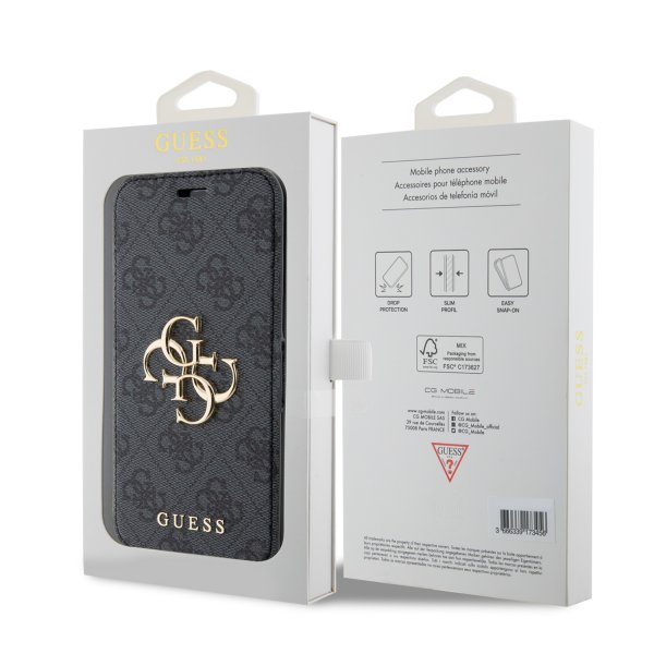 Guess iPhone 15 Pro Max Cover 4G Logo Grå