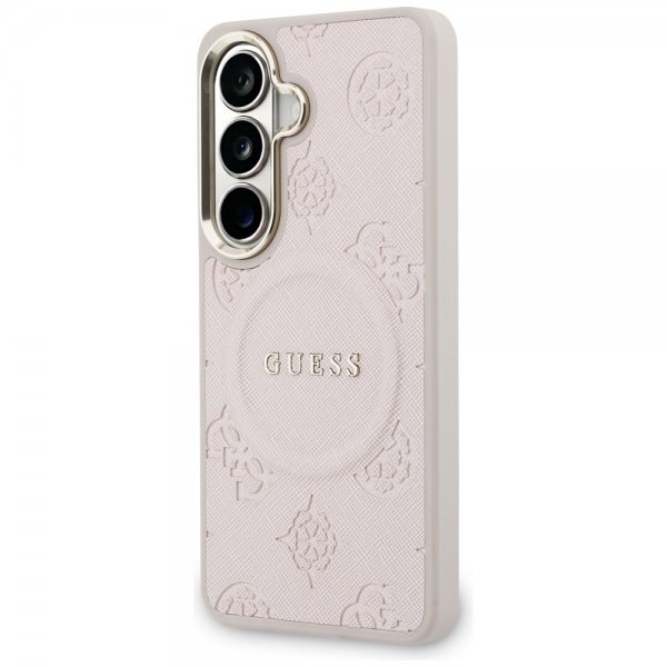 Guess Samsung Galaxy S26 Plus Cover Saffiano Peony MagSafe Lyserød