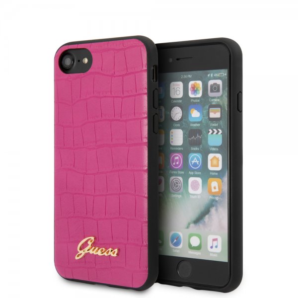 Guess iPhone 7/8/SE Cover Croco Magenta